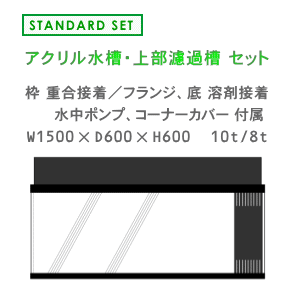 上部濾過セット ＞ スタンダード ＞ W1500×D600×H600 アクリル水槽