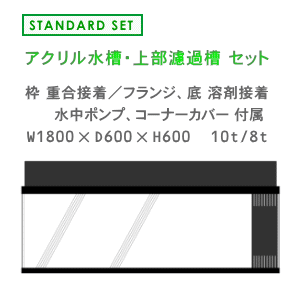 W1800×D600×H600 10mm厚 上部濾過 スタンダードセット