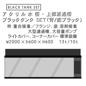 W2000×D600×H600 アクリル水槽 ブラックタンク セット